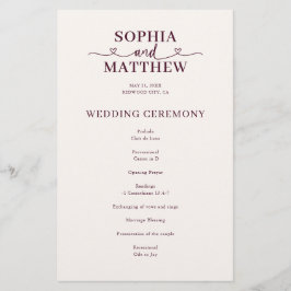 Programa de Boda con Letra Elegante y Corazón