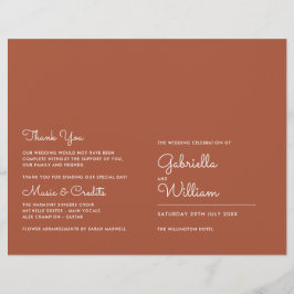 Programa de boda con letra script minimalista de t