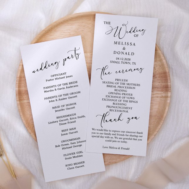 Programa de Boda con Letra Script Moderna Negra (Subido por el creador)