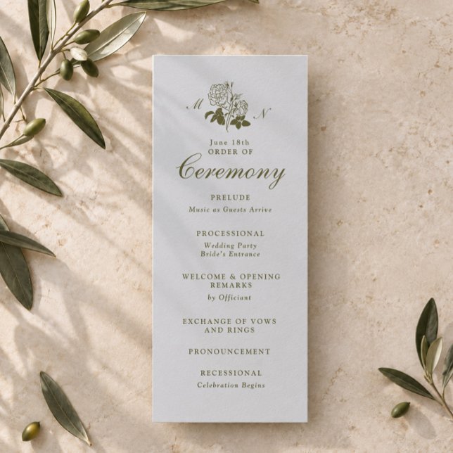 Programa de Boda con Monograma Botánico de Olivo (Subido por el creador)