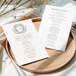 Programa de Boda con Monograma de Cresta de Salvia