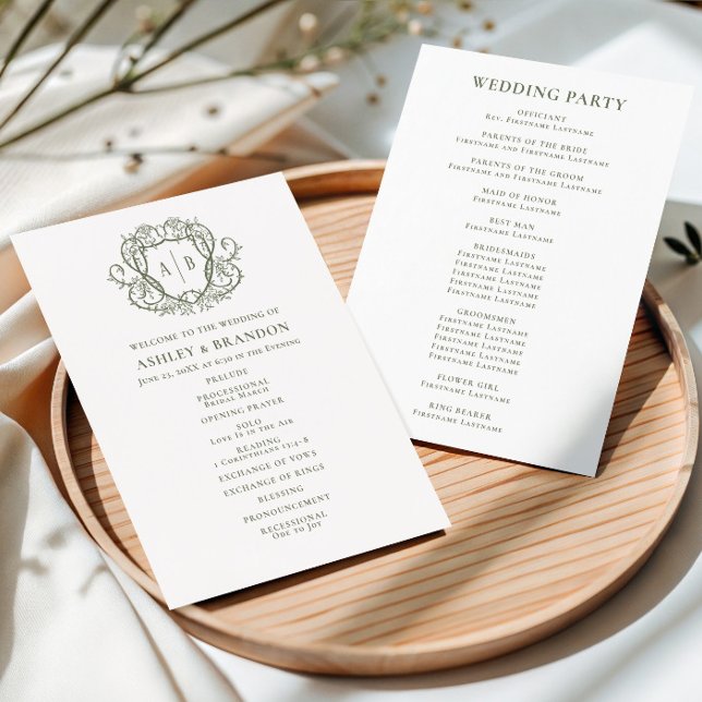 Programa de Boda con Monograma de Cresta de Salvia (Subido por el creador)