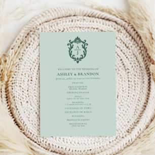 Programa de Boda con Monograma de Cresta de Salvia