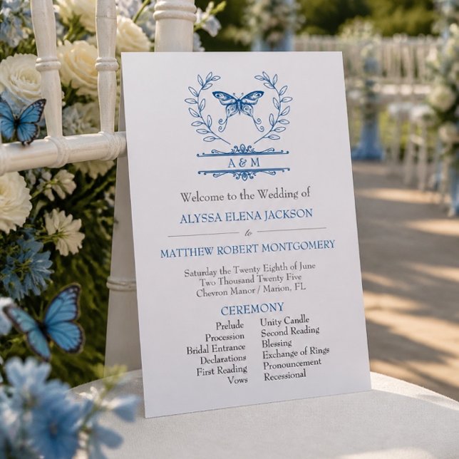 Programa de Boda con Monograma de Mariposa Azul (Subido por el creador)