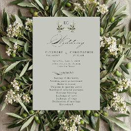 Programa de Boda con Monograma de Rama de Olivo Ve