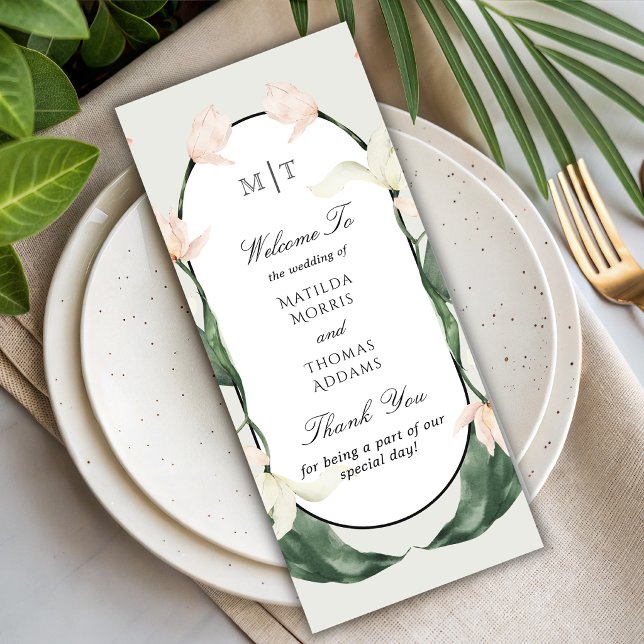 Programa de Boda con Monograma de Tulipanes Botáni (Subido por el creador)