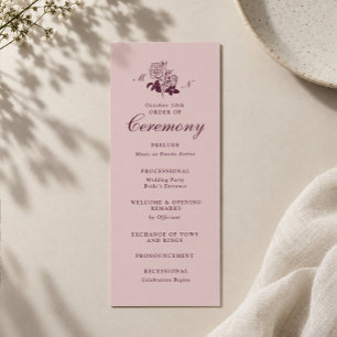 Programa de Boda con Monograma de Vino Burgundy Ro