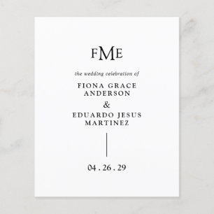 Programa de Boda con Monograma en Negrita de Fiona