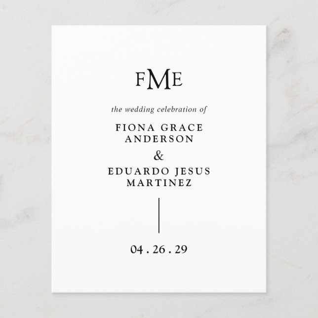 Programa de Boda con Monograma en Negrita de Fiona (Anverso)