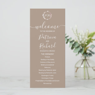 Programa de Boda con Monograma Grullo