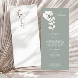 Programa de Boda con Orquídea Blanca Verde Salvia