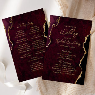 Programa de Boda con Presupuesto de Burgundy Rojo