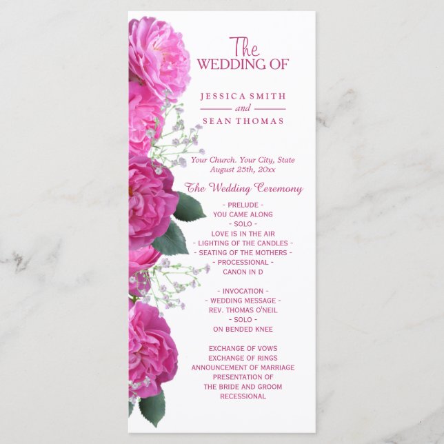 Programa de Boda con Ramo Floral Romántico (Anverso)