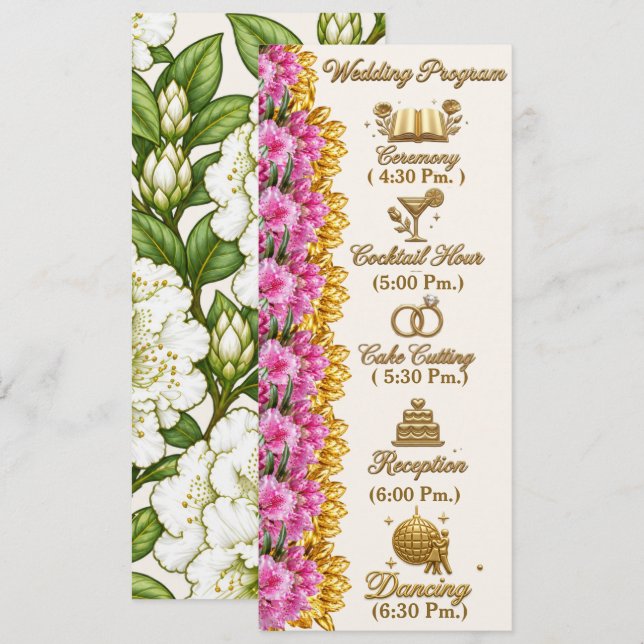 Programa de Boda con Rhododendron de la Costa de W (Anverso / Reverso)
