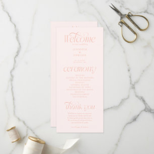Programa de Boda con Tipografía Moderna Melocotón