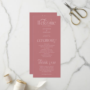 Programa de Boda con Tipografía Moderna Rosa Rubor