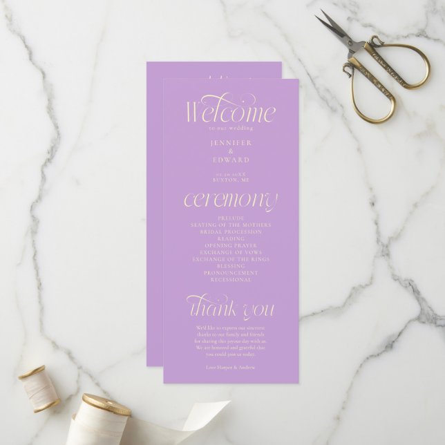 Programa de Boda con Tipografía Moderna Wisteria (Anverso/Reverso In Situ)