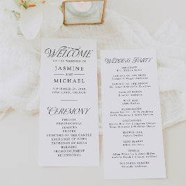 Programa de Boda con Tipografía Negra Moderna y El