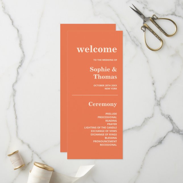 Programa de Boda con Tipografía Negrita Moderna Na (Anverso/Reverso In Situ)
