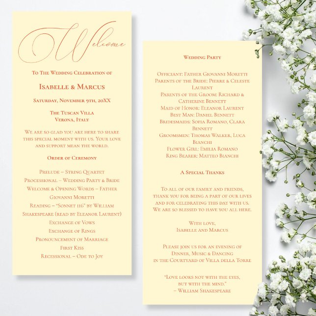 Programa de Boda con Tonos de Puesta de Sol Suaves (Soft Sunset Hues Wedding Program)