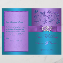 Programa de Boda | Corazones Florales Púrpura, Tur