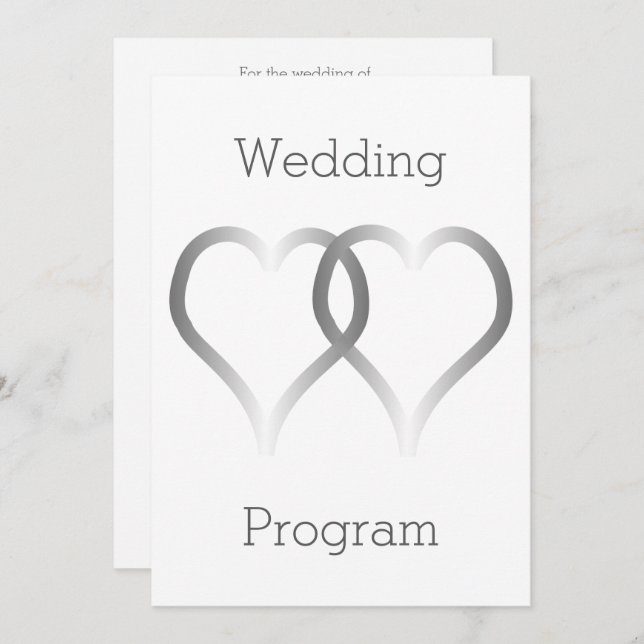 Programa de Boda Corazones Plateados (Anverso / Reverso)