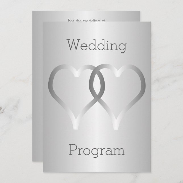 Programa de Boda Corazones Plateados (Anverso / Reverso)