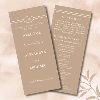 Programa de Boda Cristiano Crema Monograma Taupe