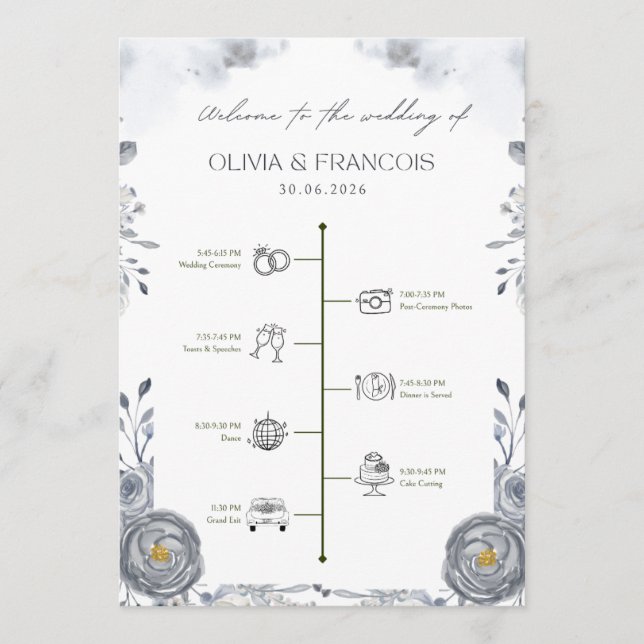 Programa de Boda Cronológico – Ceremonia Floral El (Anverso)