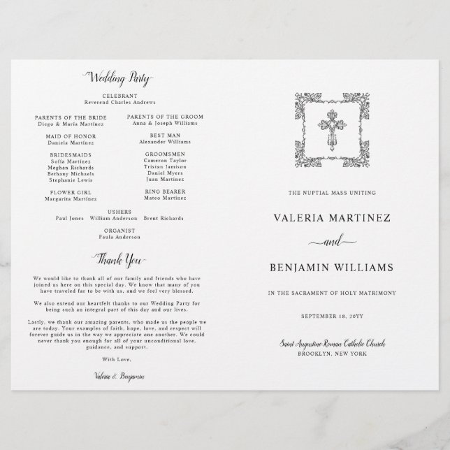 Programa de Boda Cruzada Ornata Católica Masa Comp (Anverso)