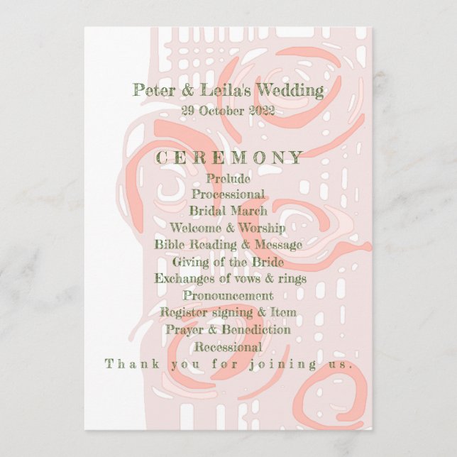 Programa de Boda Cultura Mosaico Coral Floral 2 (Anverso)