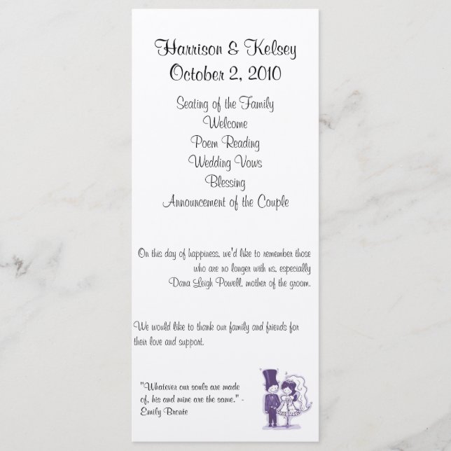 Programa de Boda Cursiva Retro (Anverso)