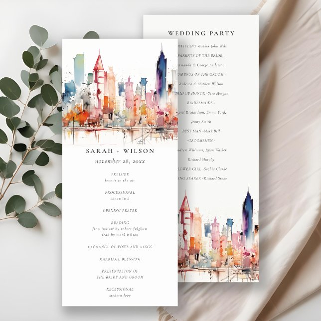 Programa de Boda de Acuarela de Chicago Illinois (Subido por el creador)
