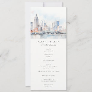 Programa de Boda de Acuarela de Detroit Michigan