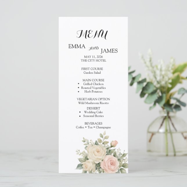 Programa de Boda de Acuarela Elegante de Eucalipto (Anverso de pie)
