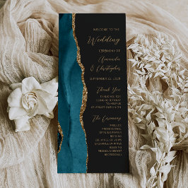 Programa de boda de ágata dorada azul turquesa osc