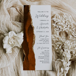 Programa de Boda de Ágata Dorada Naranja Quemada