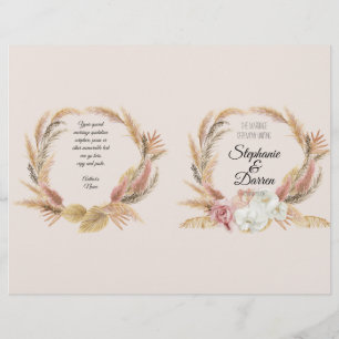 Programa de Boda de Agua Floral Pampas Palm Boho