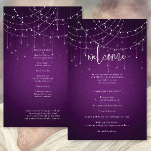 Programa de Boda de alumbrado de hilo púrpura de p