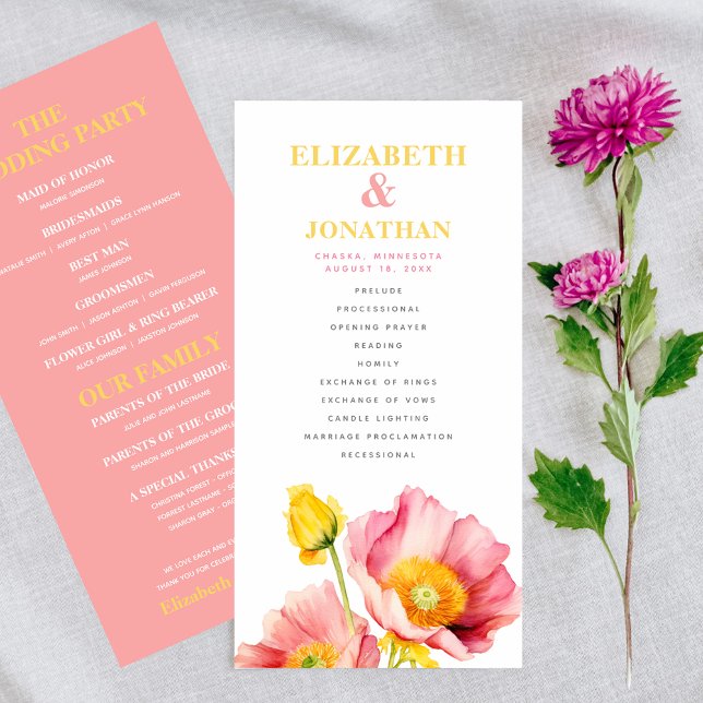 Programa de Boda de Amapolas Rosadas y Naranjas Mo (Subido por el creador)