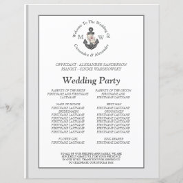 Programa de Boda de Anclaje Floral Náutico Gris Pl