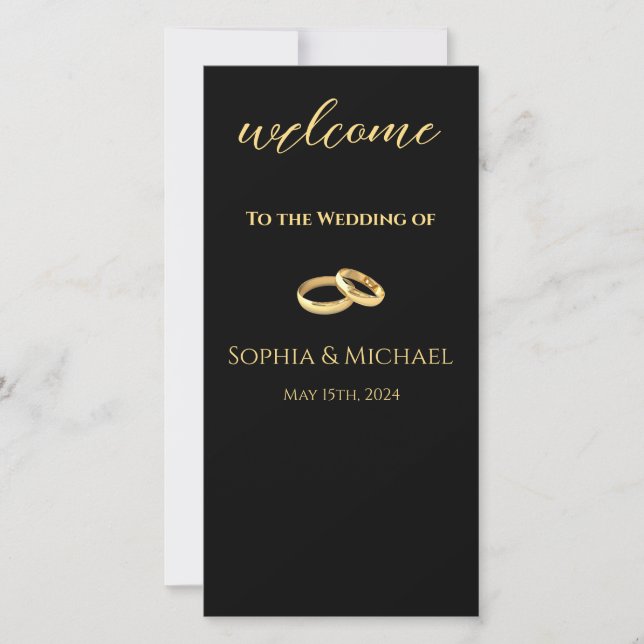 Programa de Boda de Anillos de Boda Negro y Oro- (Anverso)