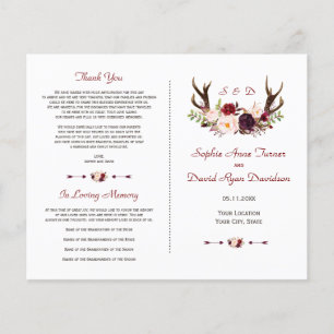 Programa de Boda de Antílope Floral Rosa Borgoña C