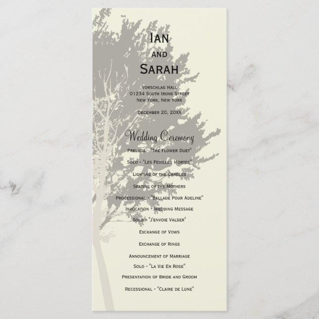 Programa de Boda de Árboles de Invierno (Anverso)