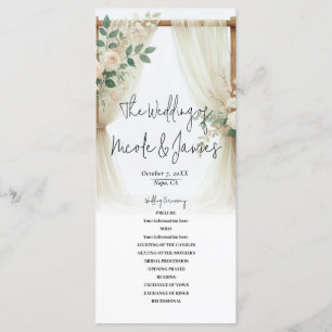 Programa de Boda de Arco de Madera Floral con Rosa