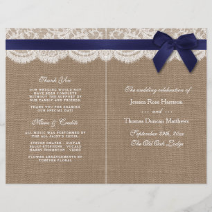 Programa De Boda De Armada En Burlap & Lace Weddin