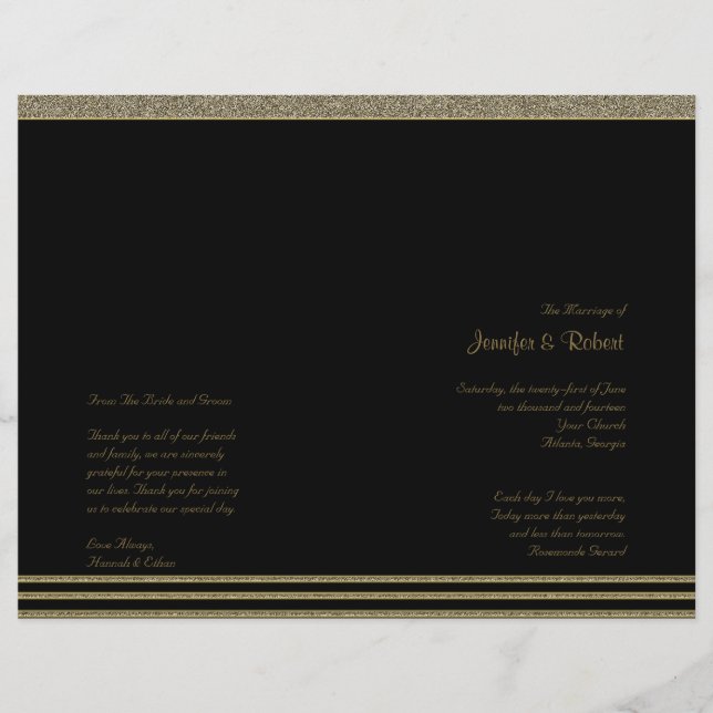 Programa de Boda de Art Deco Posh (Anverso)