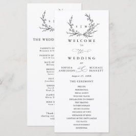 Programa de Boda de Arte de Línea Floral Minimalis