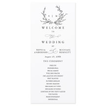Programa de Boda de Arte de Línea Floral Minimalis