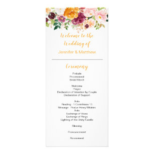 Programa de Boda de Azafrán Rosa Mauve de Borgoña